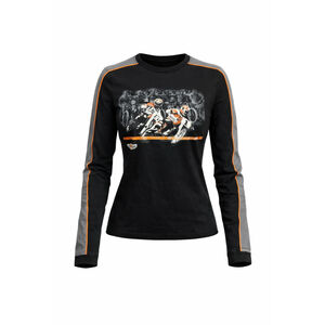 Harley-Davidson Women's 100th Anniversary Long Sleeve Shirt Black Racing Sz L